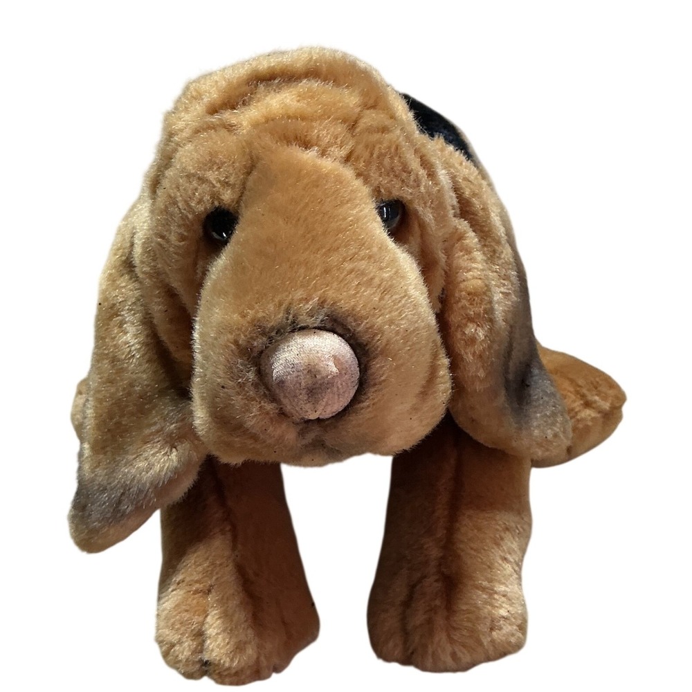 Vintage 2000 Animal Alley Bloodhound Dog Plush Brown Black 15" ToysRUs Y2K